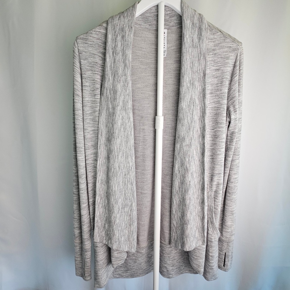 Athleta Women XS Grey Pranayama Wrap Open Front Cardigan Modal 777944-03 Flaw‎